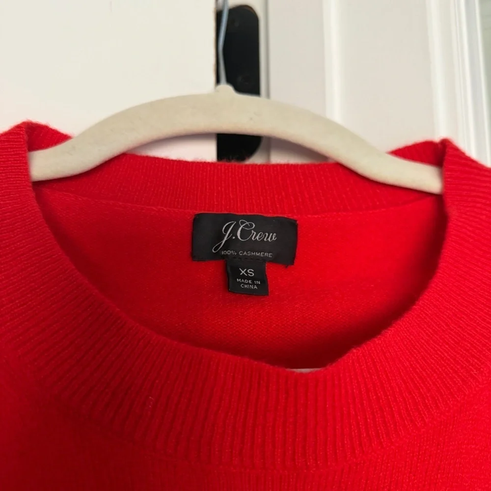 J. Crew Red Sweater Leopard Heart Cashmere Crew neck Pullover